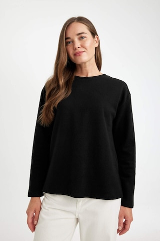 Defacto Regular Fit Bisiklet Yaka Selanik Kumaş Basic Düz Uzun Kollu Tişört D0359AX24AUBK81 Siyah