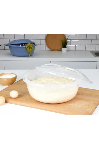 Bayev Mrd230 Şeffaf 3'lü Kapaklı Hamur Leğen Seti Plastik Set 3.5 5 Ve 7 Lt