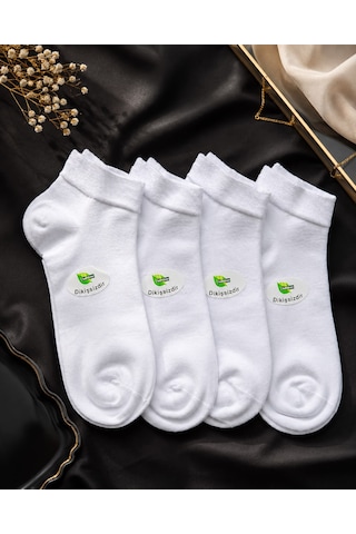Çorap Vitrini 4'lü Paket Unisex Dikişsiz Bambu Patik Çorap Seti - Beyaz Kısa Babet Çorabı Çorap Vitrini 4'lü Paket Unisex Dikişsiz Bambu Patik Çorap Seti - Beyaz Kısa Babet Çorabı