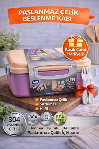 Pembe Benmarili Paslanmaz Çelik Yemek Kabı 2 Bölmeli Beslenme Kabı Saklama Kabı Diğer