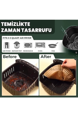 50 Adet Airfryer Pişirme Kağıdı Hava Fritözü Yuvarlak