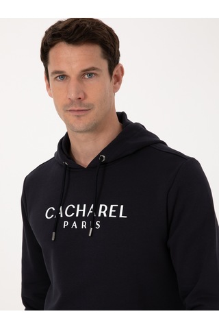 Lacivert Regular Fit %100 Pamuk Kapüşonlu Sweatshirt