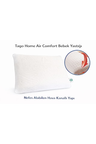 Tago Home Air Comfort Ortopedik Visco Bebek Yastığı 42x26x8 Cm Beyaz