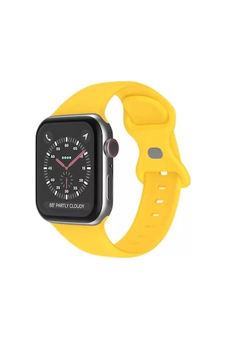 Wozlo Apple Uyumlu iOS Watch 1, 2, 3, 4, 5, 6, 7, 8, Se Silikon Kordon Kayış - S-m Beden 38/40/41mm - Sarı