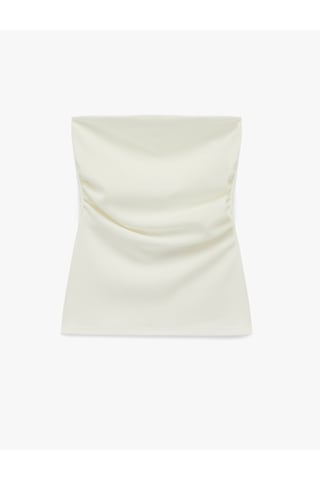 Koton Slim Fit Drape Detaylı Straplez Top Beyaz 6sak10192ek