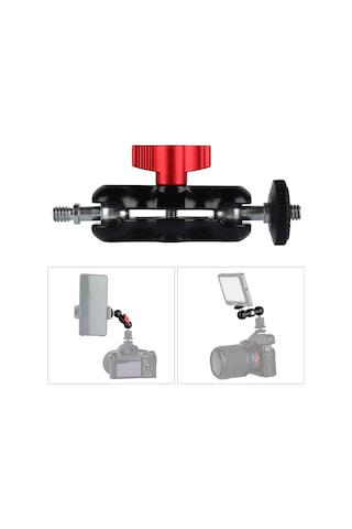 Hombey Alüminyum Alyuminyum Çift Toplu Kafa Dönüştürülebilir 1/4 Vida Kamera, Işık, Telefon Tutucu Stant - 2kg Yük Kapasitesi