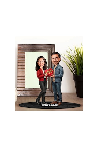 Bk Gift Kişiye Özel Sevgili Karikatürlü Ahşap Biblo -3, Fotoğraftan Karikatür, Sevgililer Günü Hediyesi, Ev Hediyesi Kobitmeyencom36330 Bk Gift