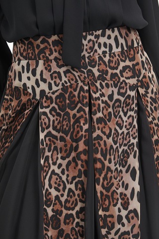 Kadın Leopar Desenli Şifon Etek - Katmanlı, Hafif Ve Zarif Tasarım - Günlük Ve Özel Davet Kullanımı İçin Etek CAMEL