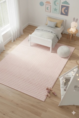 Pembe Bubble Kaymaz Taban Peluş Yolluk Halı Leke Tutmaz Kolay Temizlenir Lüks Anne Bebek Çocuk Odası Pembe Pembe