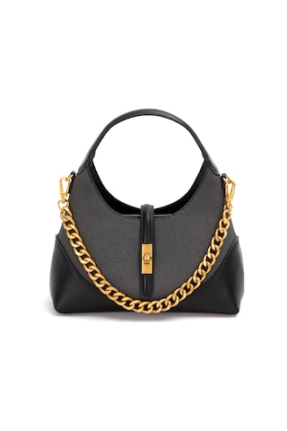 Levidor 930409 Kadın Gold Zincir Aksesuarlı El Çantası Siyah Siyah