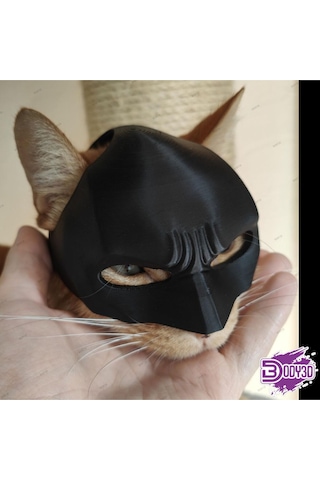 Siyah Batman Tarzı Takılabilir Kedi Maskesi