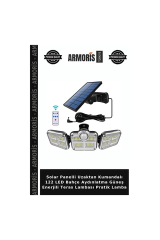 Solar Panelli Uzaktan Kumandalı 122 Led Bahçe Aydınlatma Güneş Enerjili Teras Lambası Pratik Lamba