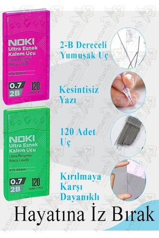 Kalem Ucu 120 Li 0.7 Mm 2b 1 Paket Noki Çoklu Versatil Kalem Uç Mekanik Uçlu Otomatik Kurşun Kalem Ucu 60 Mm Yumuşak