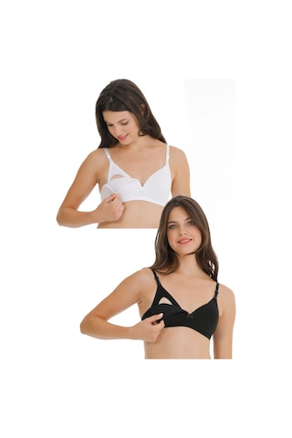 Parlingerie 2li Hamile Modal Kaplı Emzirme Sütyeni Siyah - Beyaz