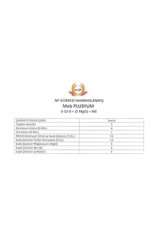 Mebor Plusyum 5 Kg - 5-5-0+ 5mgo +5b+5zn Npk Gübresi 5 KG