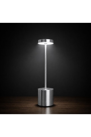 Şarjlı Led Masa Lambası 3 Işık Sıcaklığı Ve Parlaklık Ayarı, Dokunmatik Kontrol, Yüksekliği 34.5 Cm, Alt Tabanı 8 Cm Şık Ve Modern Tasarım, Kullanım Kolaylığı Ymn-8 Silver Diğer