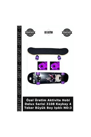 Özel Üretim Aktivite Hobi Delux Serisi 3108 Kaykay 4 Teker Büyük Boy Işıklı No:3
