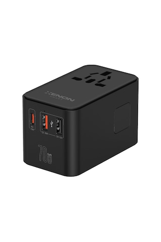 Xenon Smart Priz Dönüştürücü 70w Gan Hızlı Şarj, 200+ Ülke, Dahili Usb-c Kablo, Usb-c, 2x Usb-a X6411