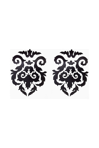 Duvar Süsü Sticker 2 Adet Siyah Çiçekli Şeffaf Filmli Pvc 48x33
