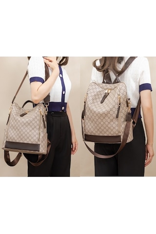 Tongxida 1 Arada Kadın Omuz Ve Sırt Çantası Bej - Kahverengi G71 Model Bej - Kahverengi