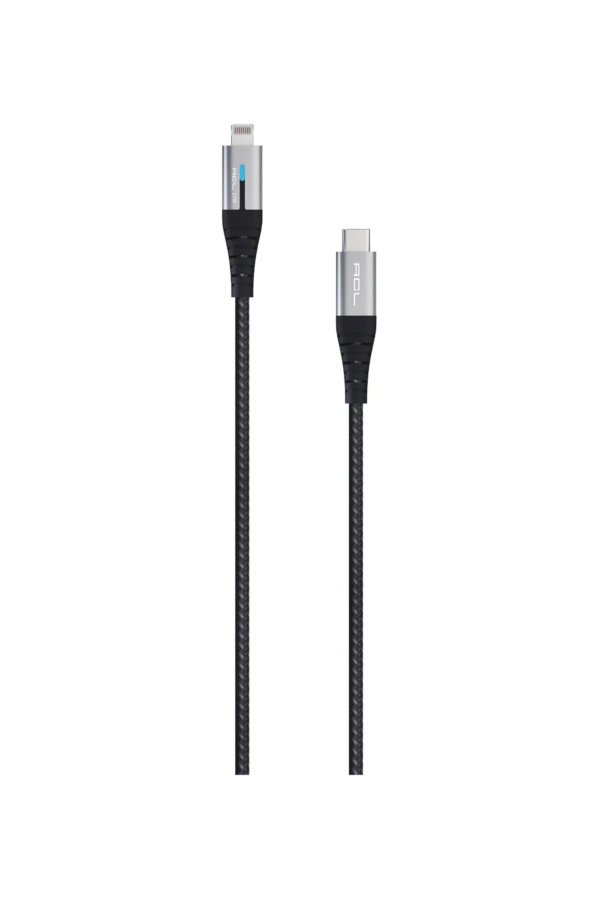 Ack-104 1.2m Led Göstergeli 27w Usb-c To Lightning Örgü Şarj Ve Veri Kablosu 3a 1.2 M