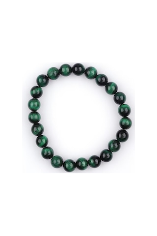 Alibaba Doğaltaş Yeşil Kaplan Gözü Doğal Taş 8 MM Küre Kesim Bileklik Çok Renkli