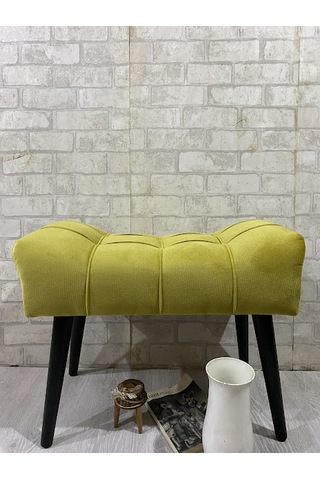 , Puf Ahşap Siyah Ayak Limon Sarısı,spor Modern Tasarım, Çima Dik