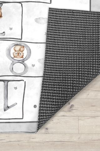 Eğitici Sekseksevimli Hayvanlar Bambu Çocuk Halısı Gri