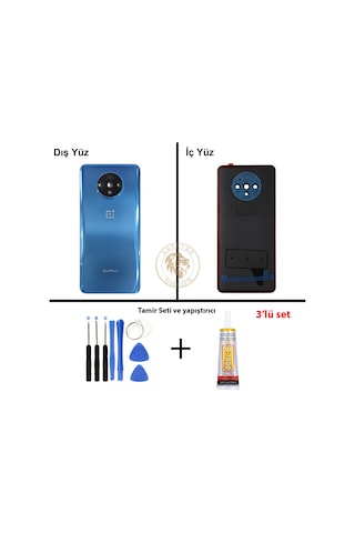 One Plus Vida Seti + Yapıs Tırıcı One Plus 7t Mavi Yapıs Tırıcı B-7000 Yapıştırıcı Vida Seti Arka Kapak Arka Cam Batarya Kapağı Lazer Kesim Kapak Pil Kapağı Back Cover Çok Renkli