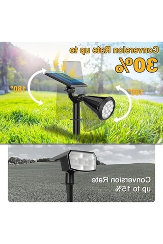 18 Led Spot Güneş Enerjili Bahçe Aydınlatma, Su Geçirmez Açık Lacivert