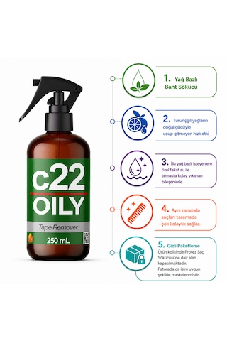 C22 Oıly - 250 Ml Yağ Bazlı Protez Saç Bant Sökücüsü Temizleyicisi