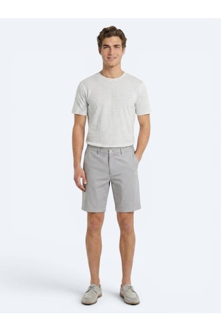 Kip Gri Düz Kumaş Jogging Fit Casual Bermuda