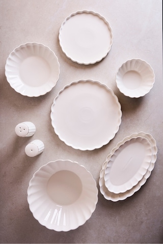 İstanbul Gold 29 Parça 6 Kişilik Porselen Gold Yaldızlı Yemek Takımı Beyaz Beyaz