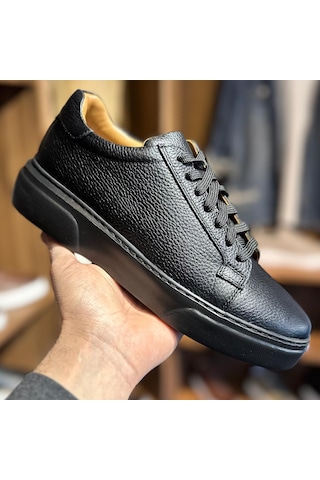 Alza %100 Hakiki Deri Erkek Sneaker Günlük Rahat Ve Şık Ayakkabı - Siyah