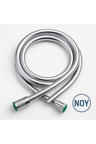 Duş Başlığı Uyumlu Gri Pvc Duş Hortumu 1,5 Metre Universal Esnek Dayanıklı Krom Bağlantılı Hortum Gri