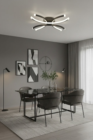 Delüx Modern Tasarım Salon Hol Çocuk Odası - Salon - Mutfak Renk Beyaz Ledli Tekli Led Avize Siyah Siyah