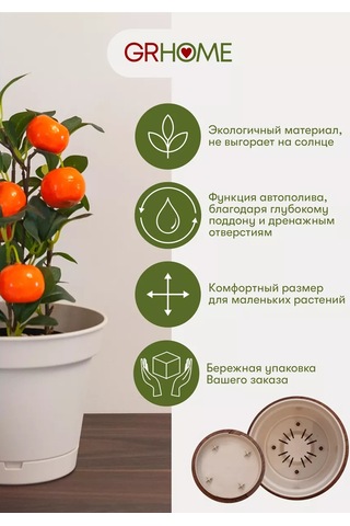 Grhome Otomatik Sulama Ve Altlık İle Saksı Plastik Çiçek Saksısı Seti 246687938