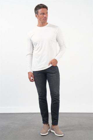 İmza Beyaz Bisiklet Yaka Uzun Kol Örme Standart Fit Esnek Sweatshirt 1013260150