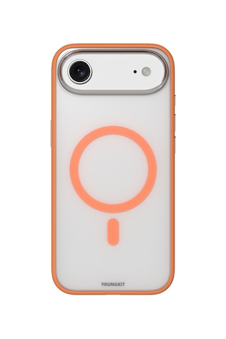 Apple Uyumlu iPhone 17 Air Kılıf M-safe Şarj Özellikli Youngkit Clear Serisi Kapak Turuncu Turuncu
