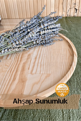El Yapımı Çam Ağacı Ahşap Tabak & Sunumluk 30 Cm
