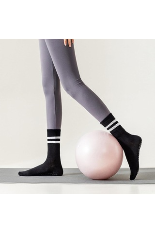 Padalink 8 Çift Siyah Profesyonel Antir Kayma Yoga Çorapları - Pilates, Barre, Dans İçin Orta Boy Spor Çorapları Diğer