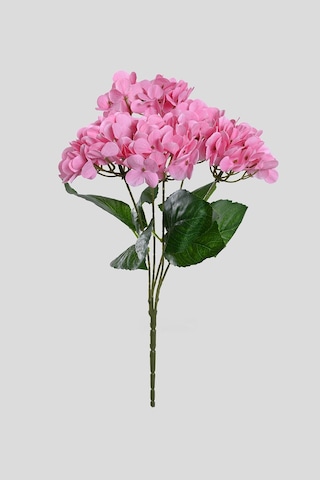 Pembe Yapay Ortanca Çiçeği 5 Dallı Premium Canlı Islak Dokulu 42 Cm