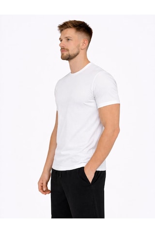 Axxel Erkek Beyaz Pamuk Likralı Süprem Kısa Kollu-t-shirt-d230