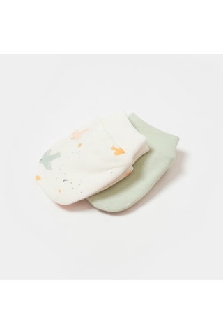 Biorganic Tiny Birds 2'li Bebek Eldiveni 72217 Ekru - Yeşil