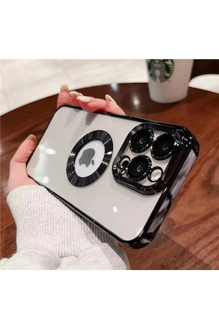 İphone 14 Promax Uyumlu Extra Kamera Korumalı Kamerası Cam Lensli Lazer Lüx Kılıf Kapak Tam Koruma Siyah