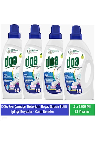Doa Sıvı Çamaşır Deterjanı Beyaz Sabun Etkili 1500 Ml 33 Yıkama X 4 Adet