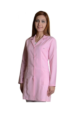Lavinya Pembe Doktor Öğretmen Önlüğü Klasik Yaka Pembe