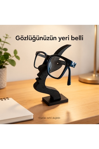 Yüz Silüeti Gözlük Standı Dekoratif Masaüstü Gözlük Tutucu Organizer Siyah