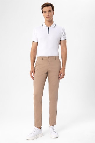 Süvari Bej Slim Fit Armürlü Pantolon