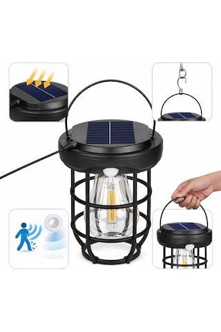 Buradabuldun Solar Kamp Feneri - Güneş Enerjili, Otomatik Şarj Ve Gece Işığı, Taşınabilir Ve Asılabilir Led Dış Mekan Lamba Çok Renkli